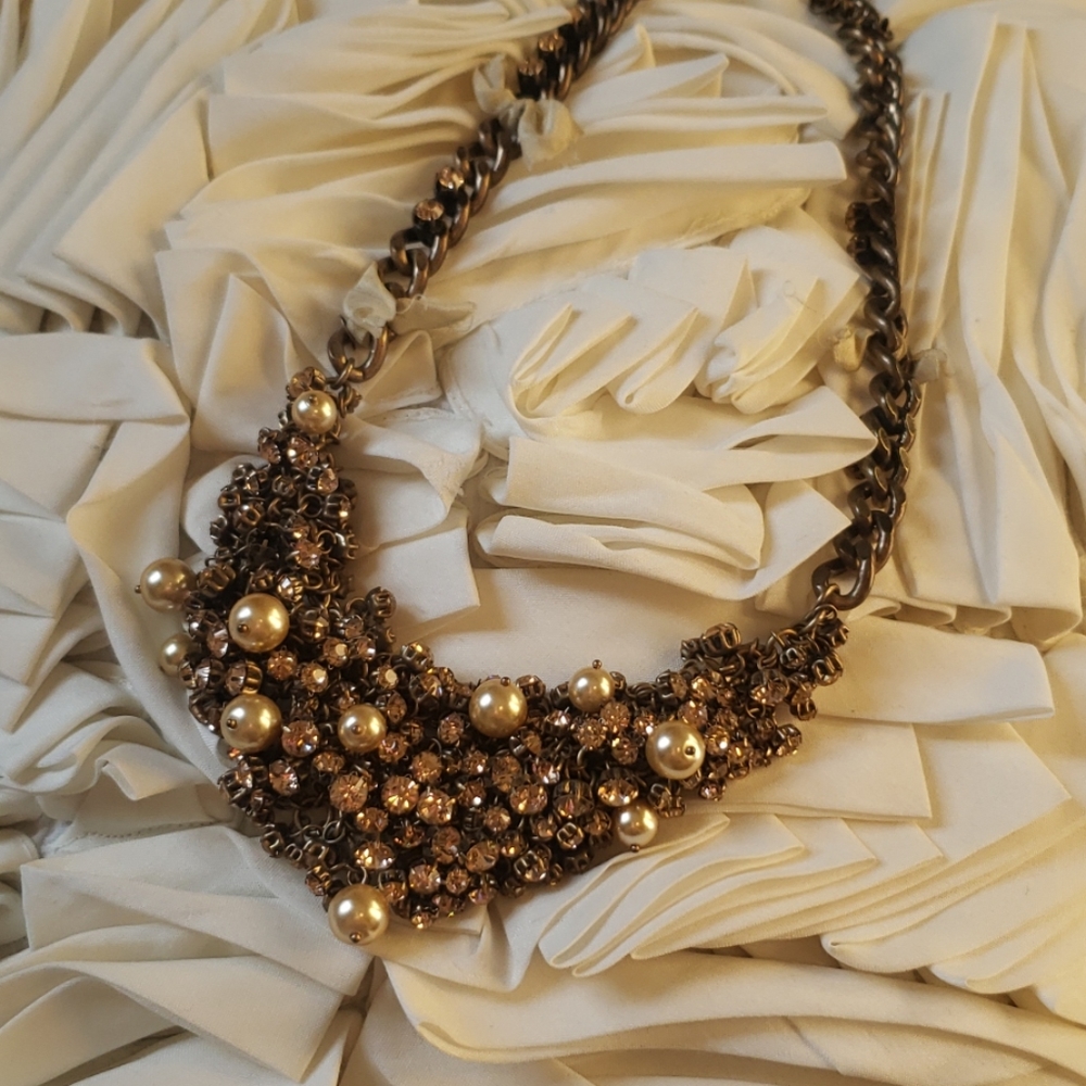 J Crew Pearl and Crystal statement necklace